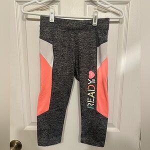 Used Zara grey melange and pink exercise leggings.